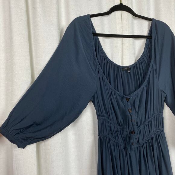 Madewell Dark Baltic Blue Gray Twill Sophia Midi Dress Sz.S - Picture 10 of 16